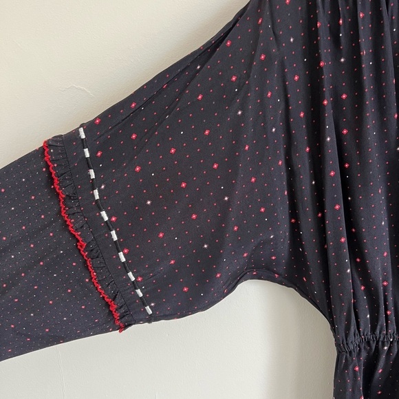 DOLAN Black & Red Dot Embroidered Midi Dress - Picture 4 of 7